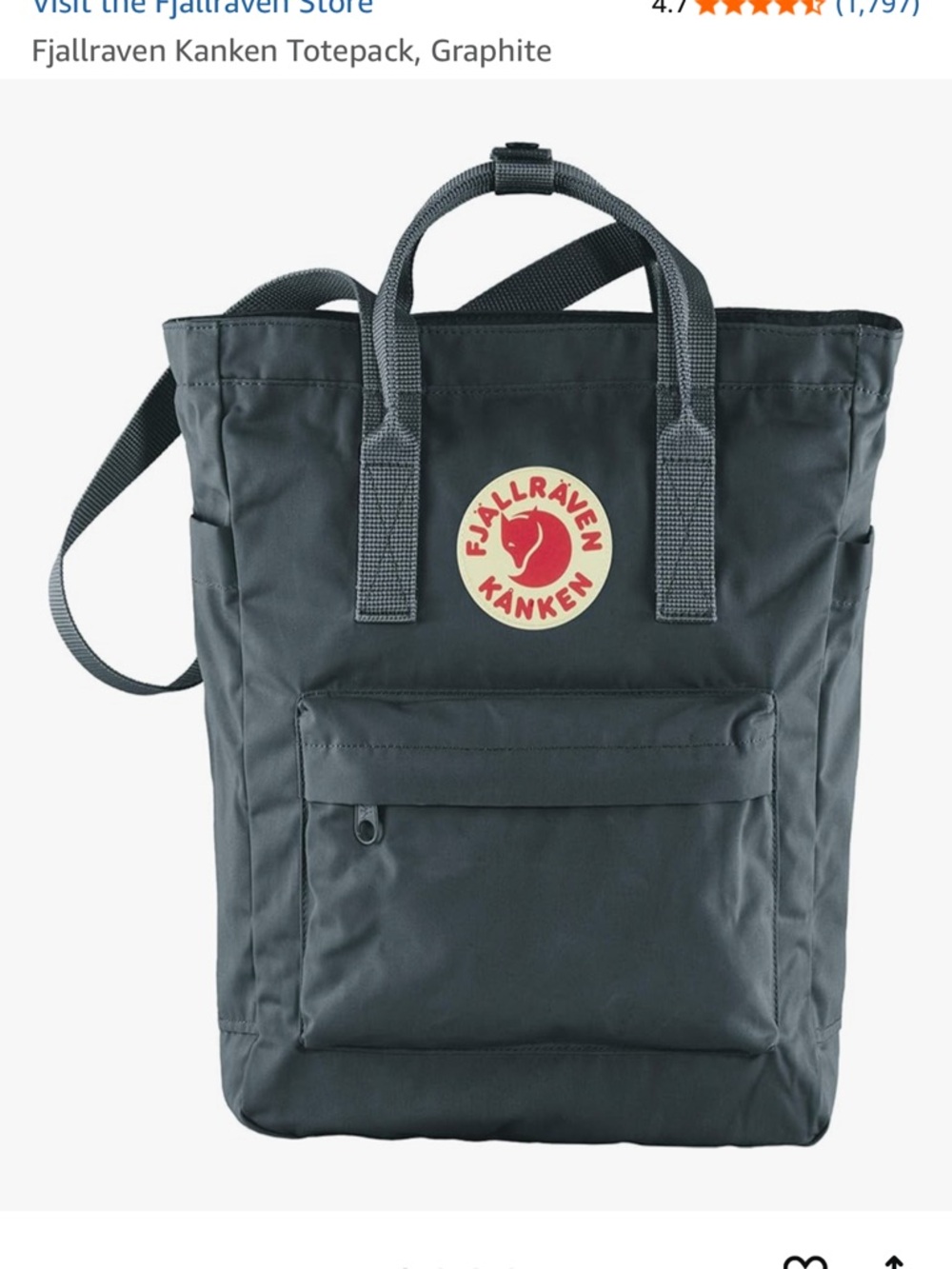 Kånken Totepack in Graphite - Shoulder & Tote Bag